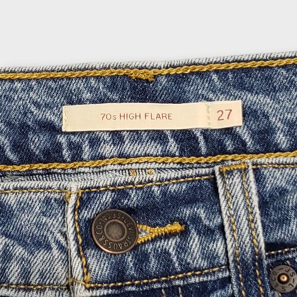 Levi's 70s High Flare Jeans Medium Blue Denim Womens Sz 27x32 Retro Casual - Picture 6 of 14